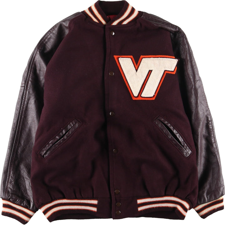 90'S MAVERICK Jackets Inc. Leather Sleeve Wool Stadium Jacket Award Jacket Varsity Jacket Men's L Vintage /evb004233