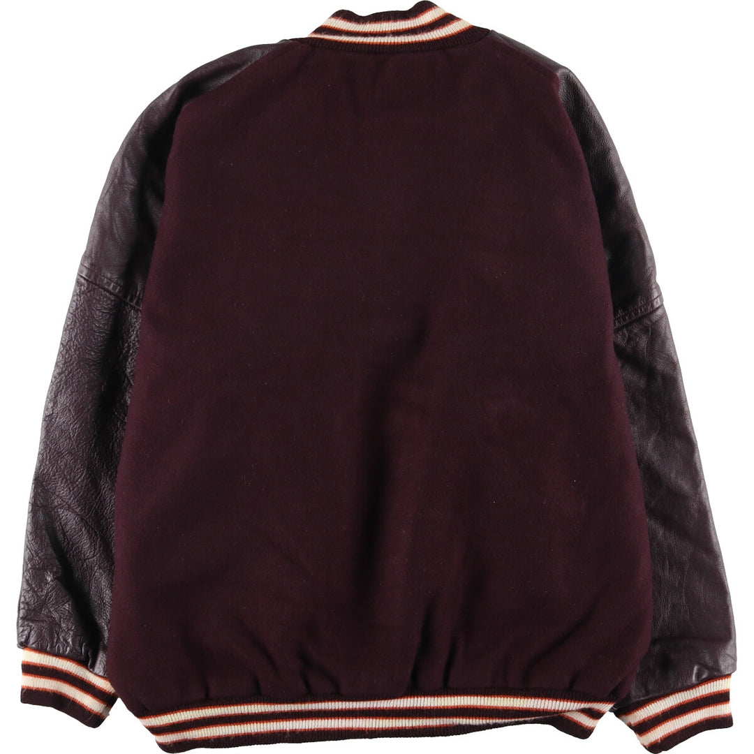 90'S MAVERICK Jackets Inc. Leather Sleeve Wool Stadium Jacket Award Jacket Varsity Jacket Men's L Vintage /evb004233