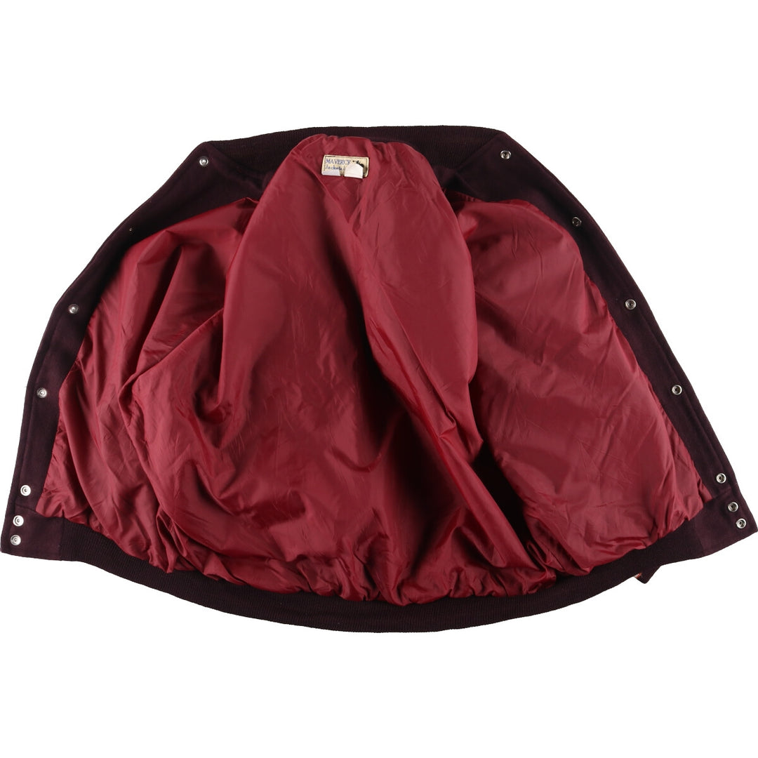 90'S MAVERICK Jackets Inc. Leather Sleeve Wool Stadium Jacket Award Jacket Varsity Jacket Men's L Vintage /evb004233