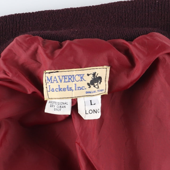 90'S MAVERICK Jackets Inc. Leather Sleeve Wool Stadium Jacket Award Jacket Varsity Jacket Men's L Vintage /evb004233