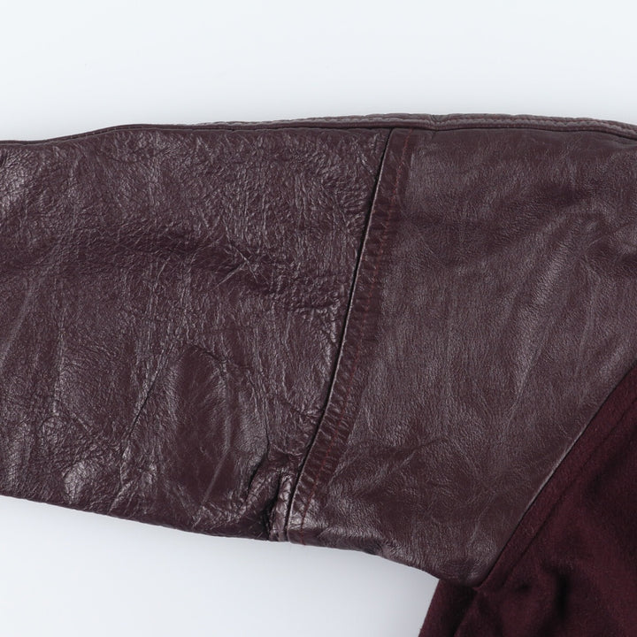 90'S MAVERICK Jackets Inc. Leather Sleeve Wool Stadium Jacket Award Jacket Varsity Jacket Men's L Vintage /evb004233