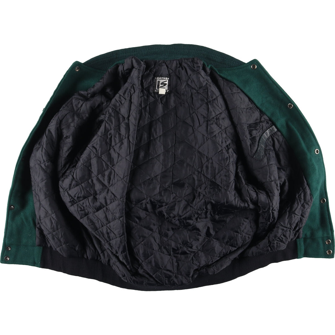 90'S LEATHER SPORT Back embroidery Leather sleeve wool varsity jacket Award jacket Varsity jacket Men's M Vintage /evb004235