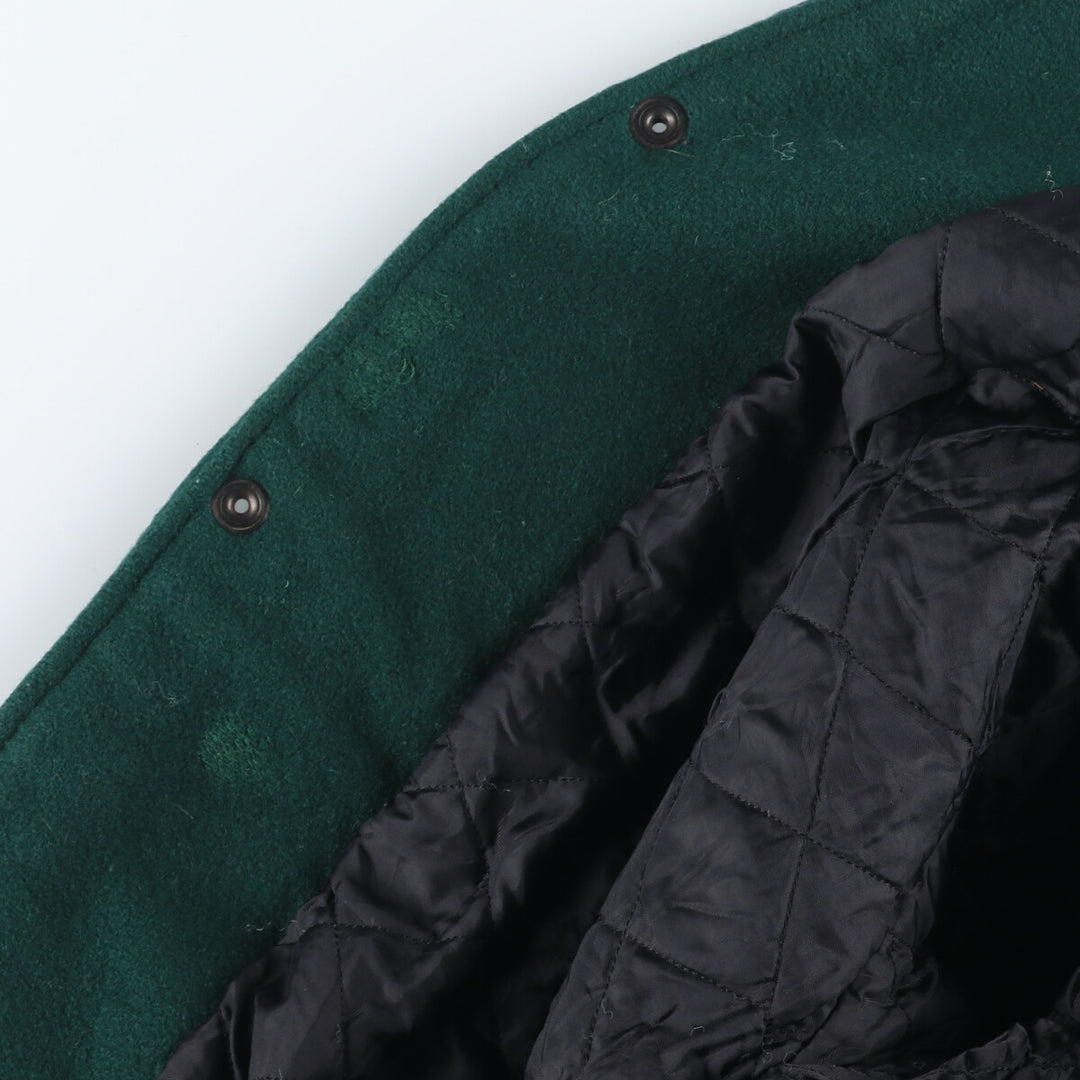 90'S LEATHER SPORT Back embroidery Leather sleeve wool varsity jacket Award jacket Varsity jacket Men's M Vintage /evb004235