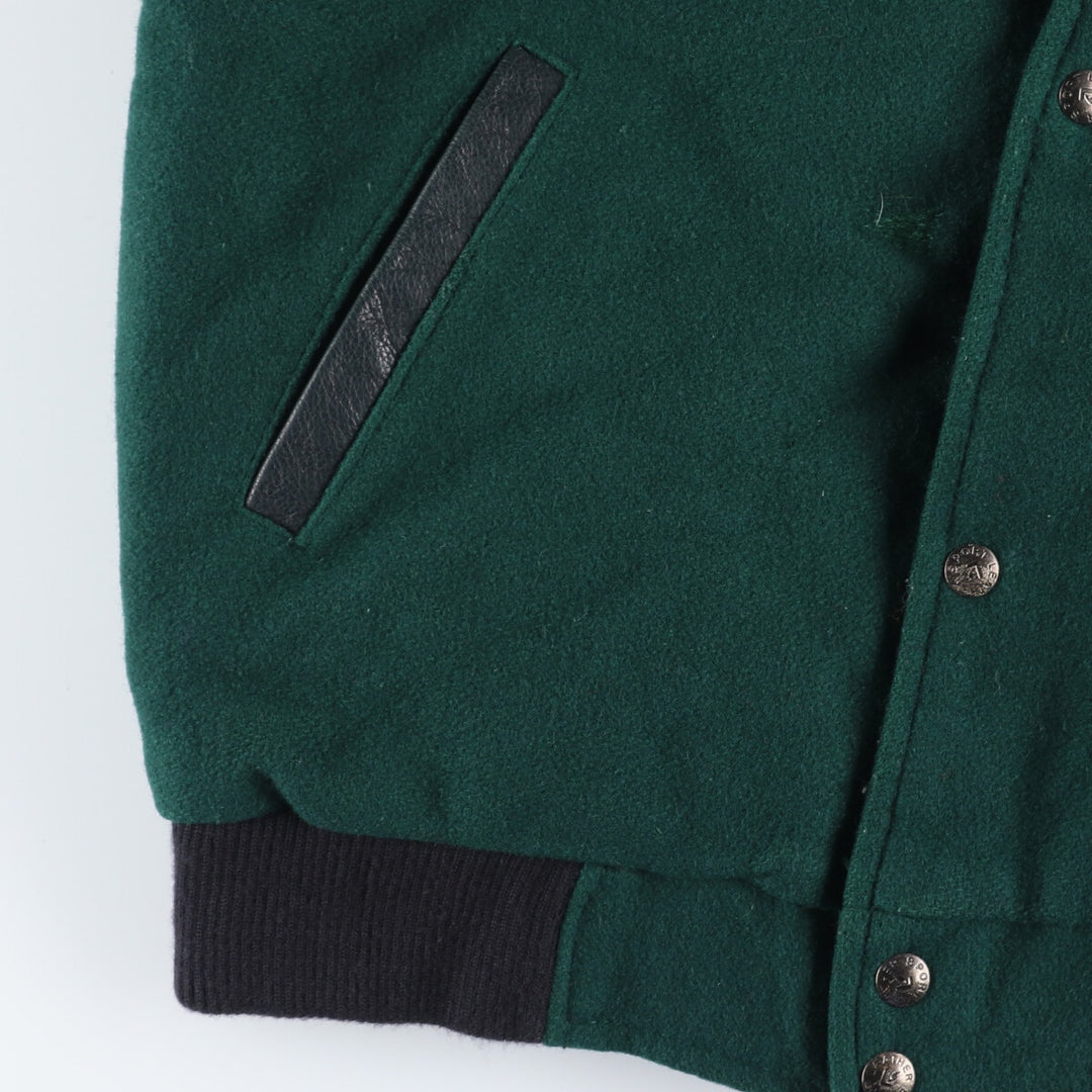 90'S LEATHER SPORT Back embroidery Leather sleeve wool varsity jacket Award jacket Varsity jacket Men's M Vintage /evb004235