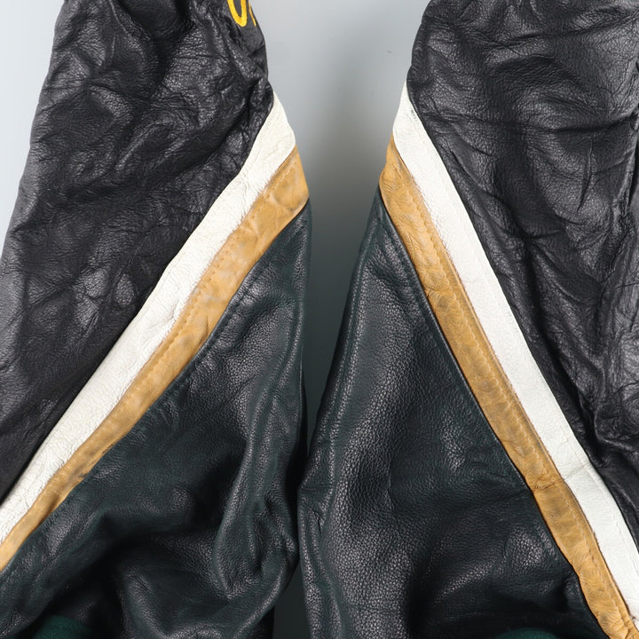 90'S LEATHER SPORT Back embroidery Leather sleeve wool varsity jacket Award jacket Varsity jacket Men's M Vintage /evb004235