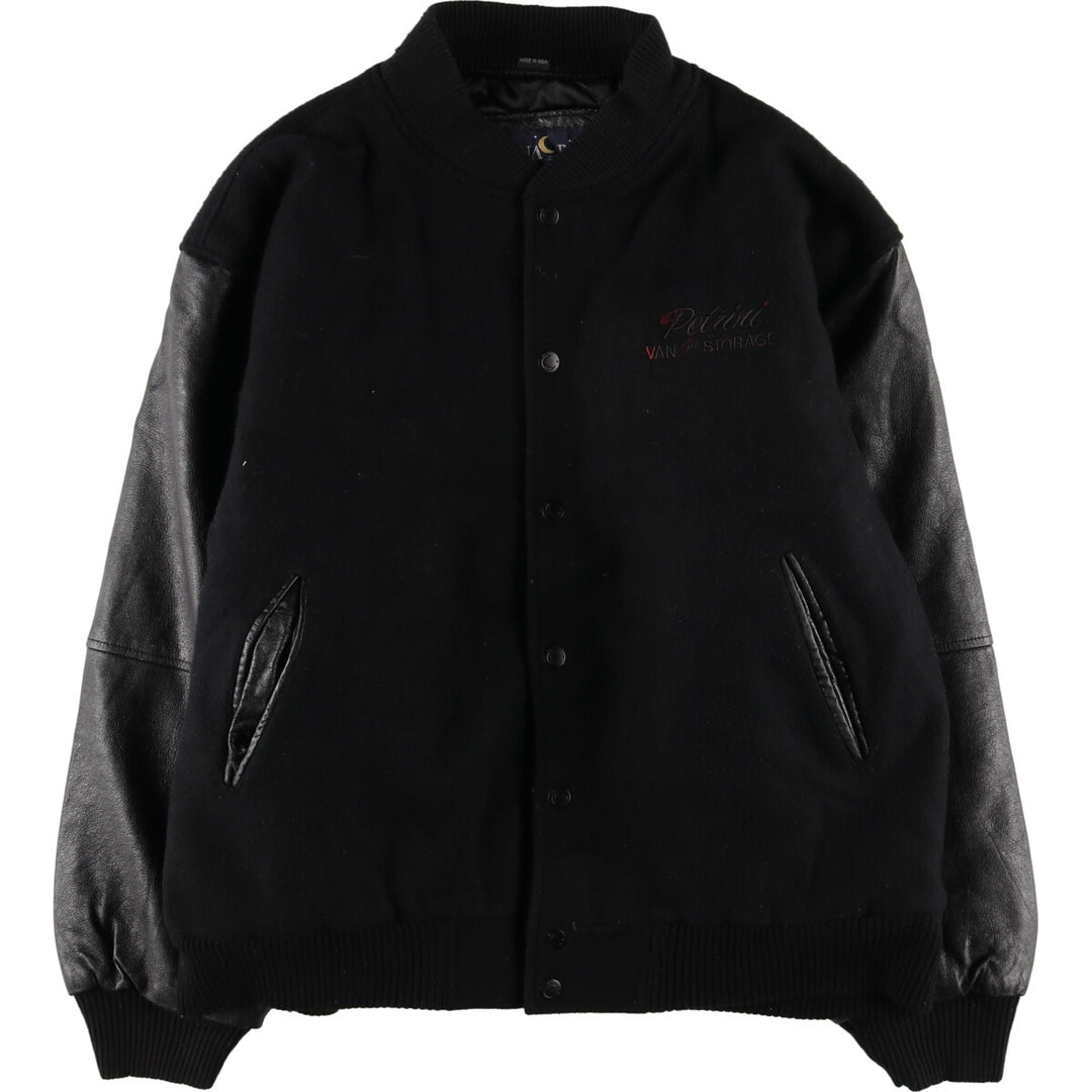 LUNA PIER Leather Sleeve Wool Stadium Jacket Award Jacket Varsity Jacket Men's XXL /evb004254