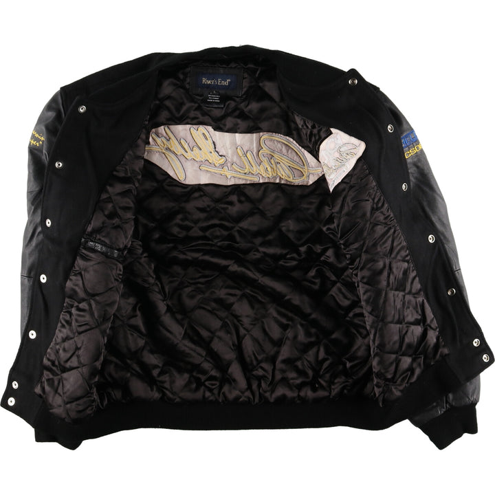 River's End Back Embroidery Leather Sleeve Wool Stadium Jacket Award Jacket Varsity Jacket Men's L /evb004255