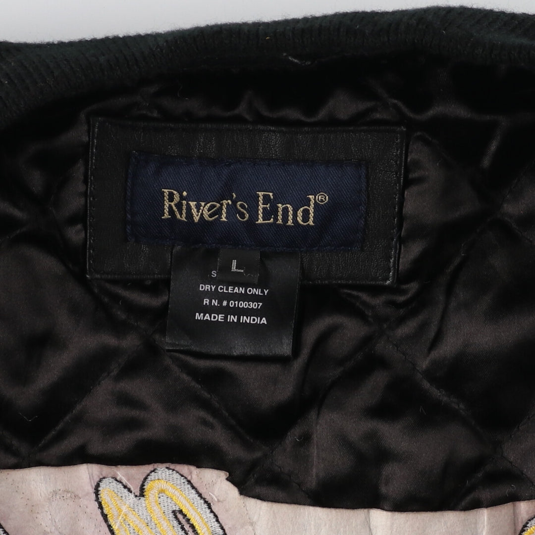 River's End Back Embroidery Leather Sleeve Wool Stadium Jacket Award Jacket Varsity Jacket Men's L /evb004255