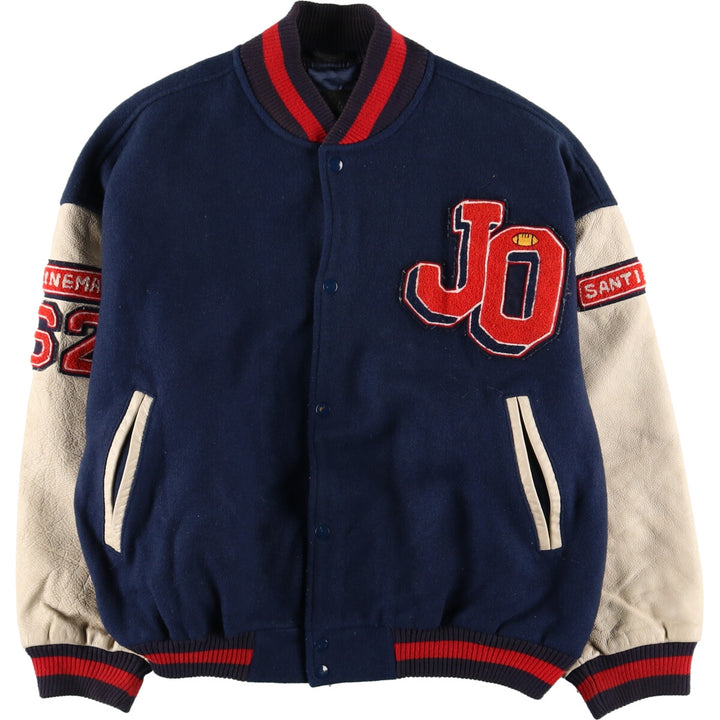 Big size 90s~ Bishop leather sleeve wool varsity jacket, made in Canada, men's XXXL, vintage /evb004257