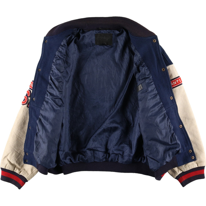 Big size 90s~ Bishop leather sleeve wool varsity jacket, made in Canada, men's XXXL, vintage /evb004257