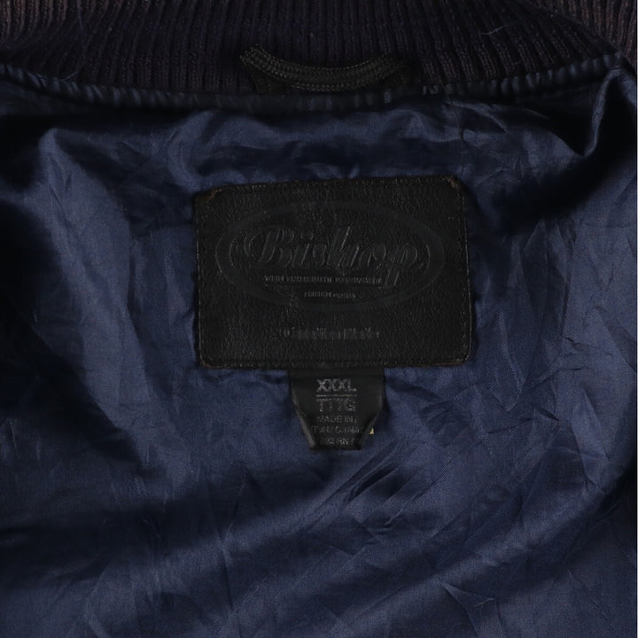 Big size 90s~ Bishop leather sleeve wool varsity jacket, made in Canada, men's XXXL, vintage /evb004257