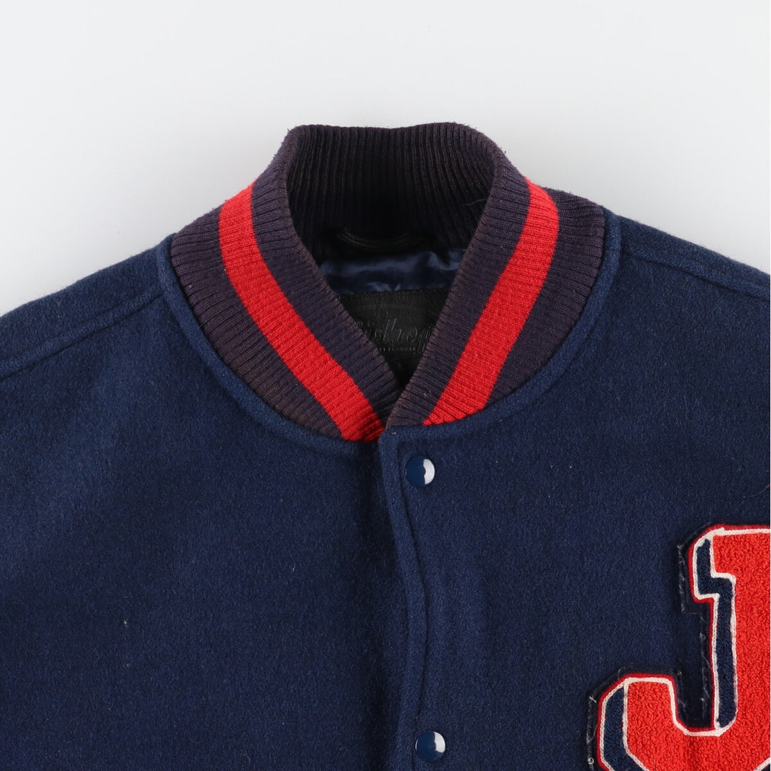 Big size 90s~ Bishop leather sleeve wool varsity jacket, made in Canada, men's XXXL, vintage /evb004257