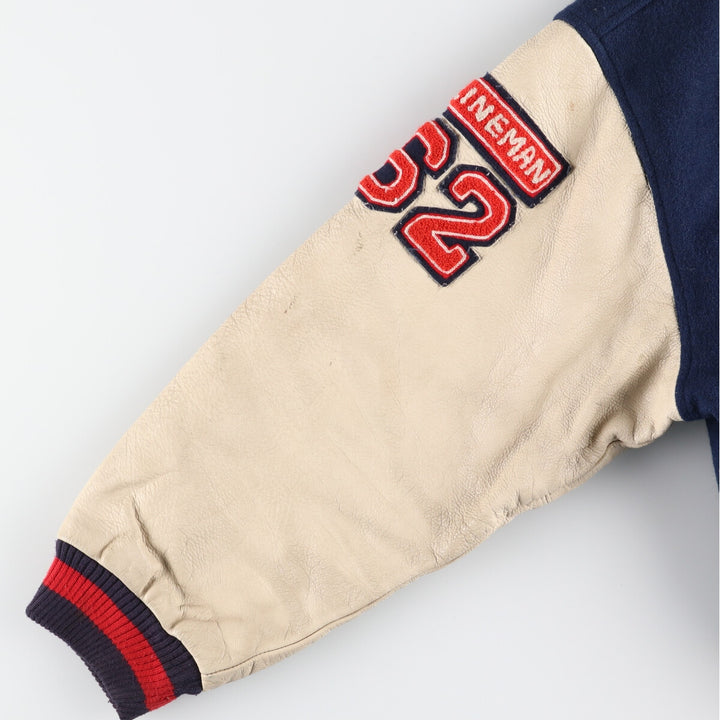 Big size 90s~ Bishop leather sleeve wool varsity jacket, made in Canada, men's XXXL, vintage /evb004257