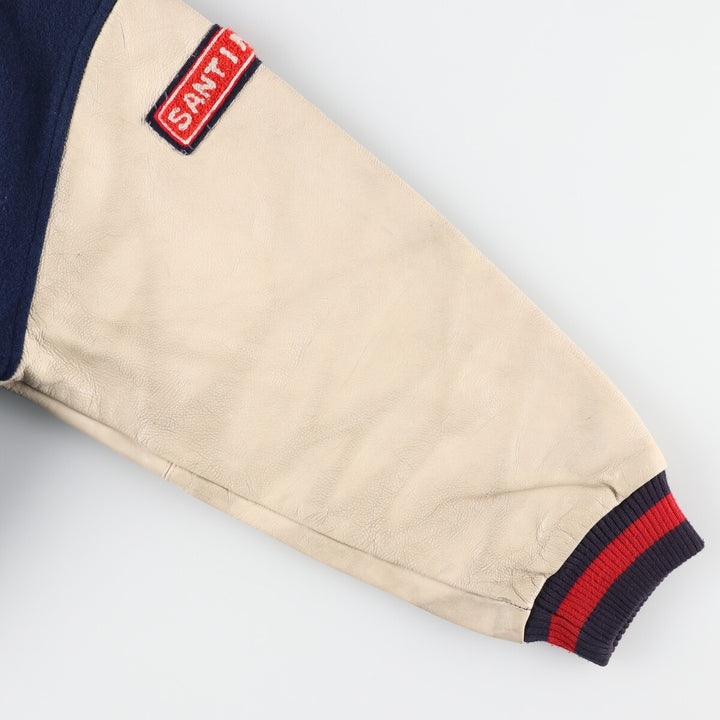 Big size 90s~ Bishop leather sleeve wool varsity jacket, made in Canada, men's XXXL, vintage /evb004257