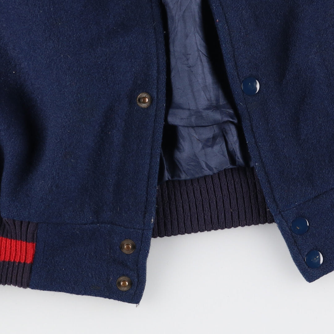 Big size 90s~ Bishop leather sleeve wool varsity jacket, made in Canada, men's XXXL, vintage /evb004257