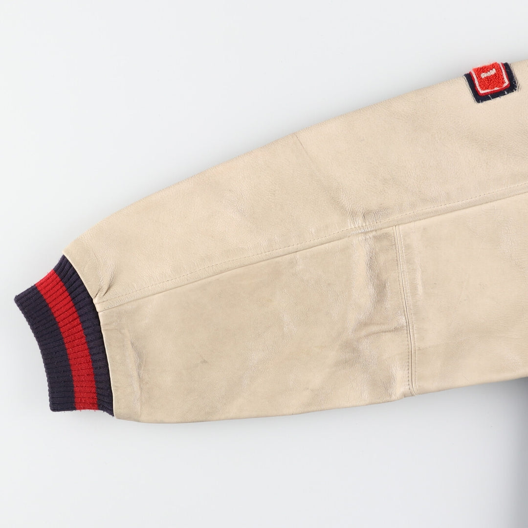 Big size 90s~ Bishop leather sleeve wool varsity jacket, made in Canada, men's XXXL, vintage /evb004257