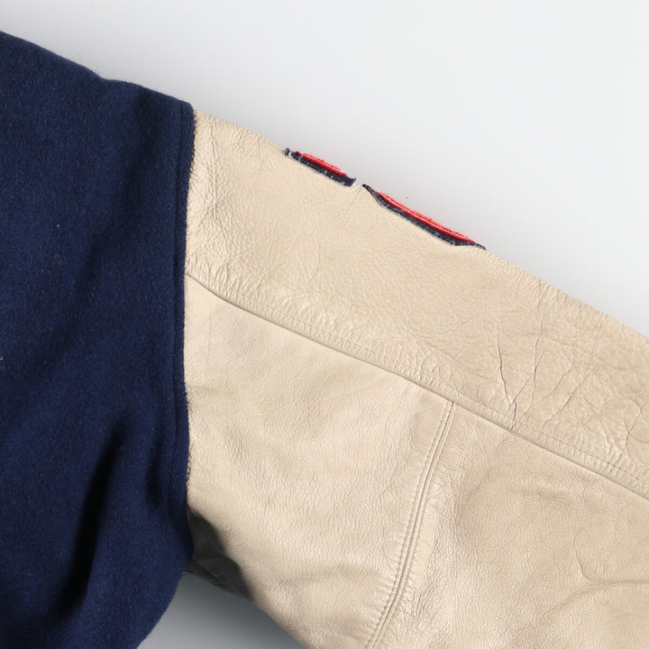 Big size 90s~ Bishop leather sleeve wool varsity jacket, made in Canada, men's XXXL, vintage /evb004257