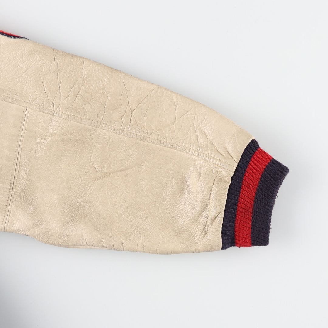 Big size 90s~ Bishop leather sleeve wool varsity jacket, made in Canada, men's XXXL, vintage /evb004257