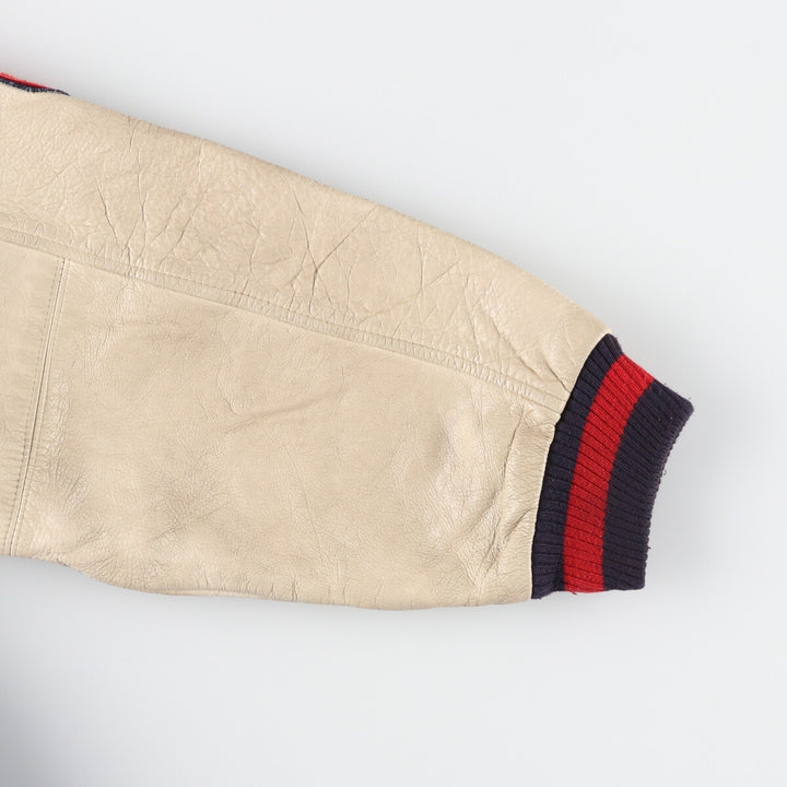 Big size 90s~ Bishop leather sleeve wool varsity jacket, made in Canada, men's XXXL, vintage /evb004257