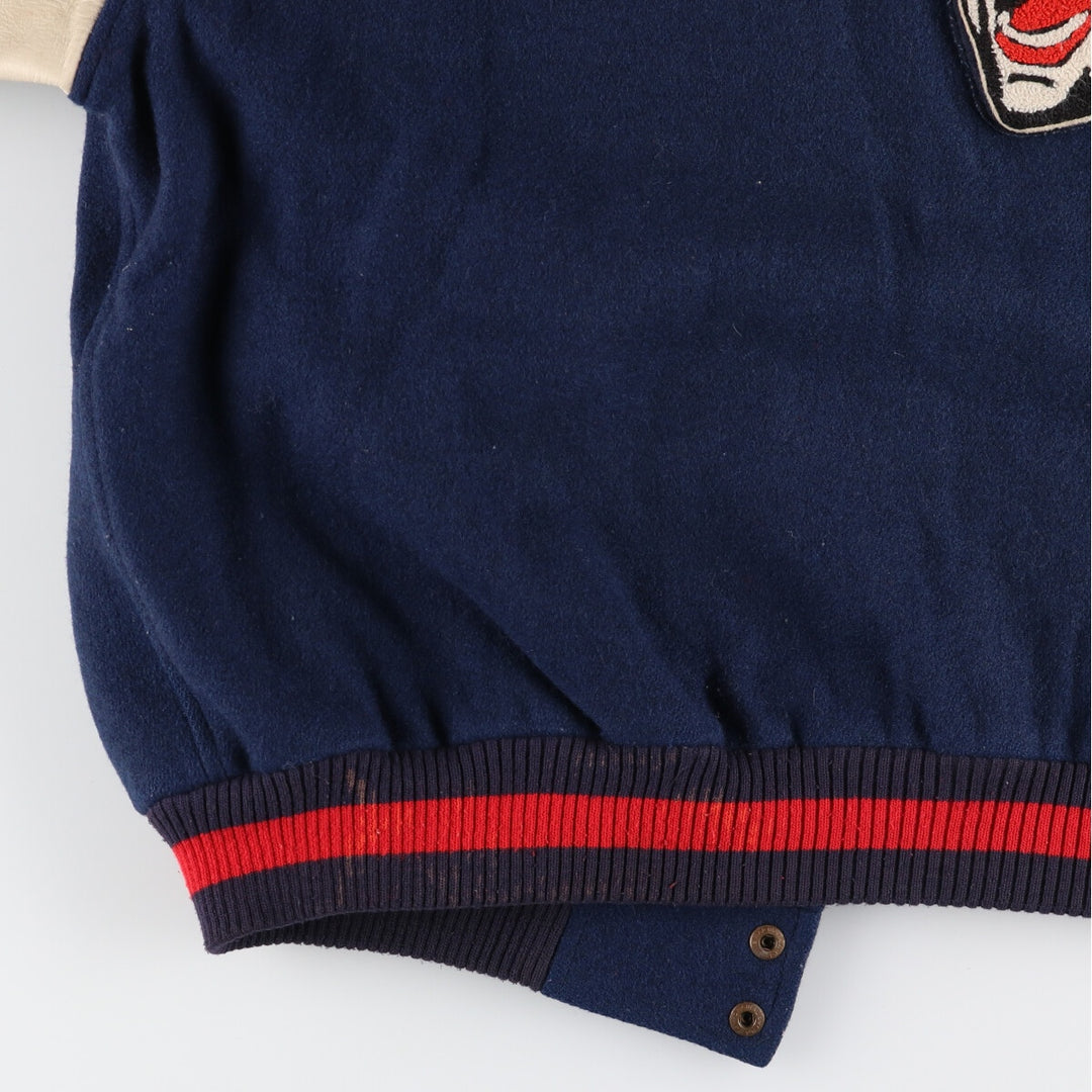 Big size 90s~ Bishop leather sleeve wool varsity jacket, made in Canada, men's XXXL, vintage /evb004257