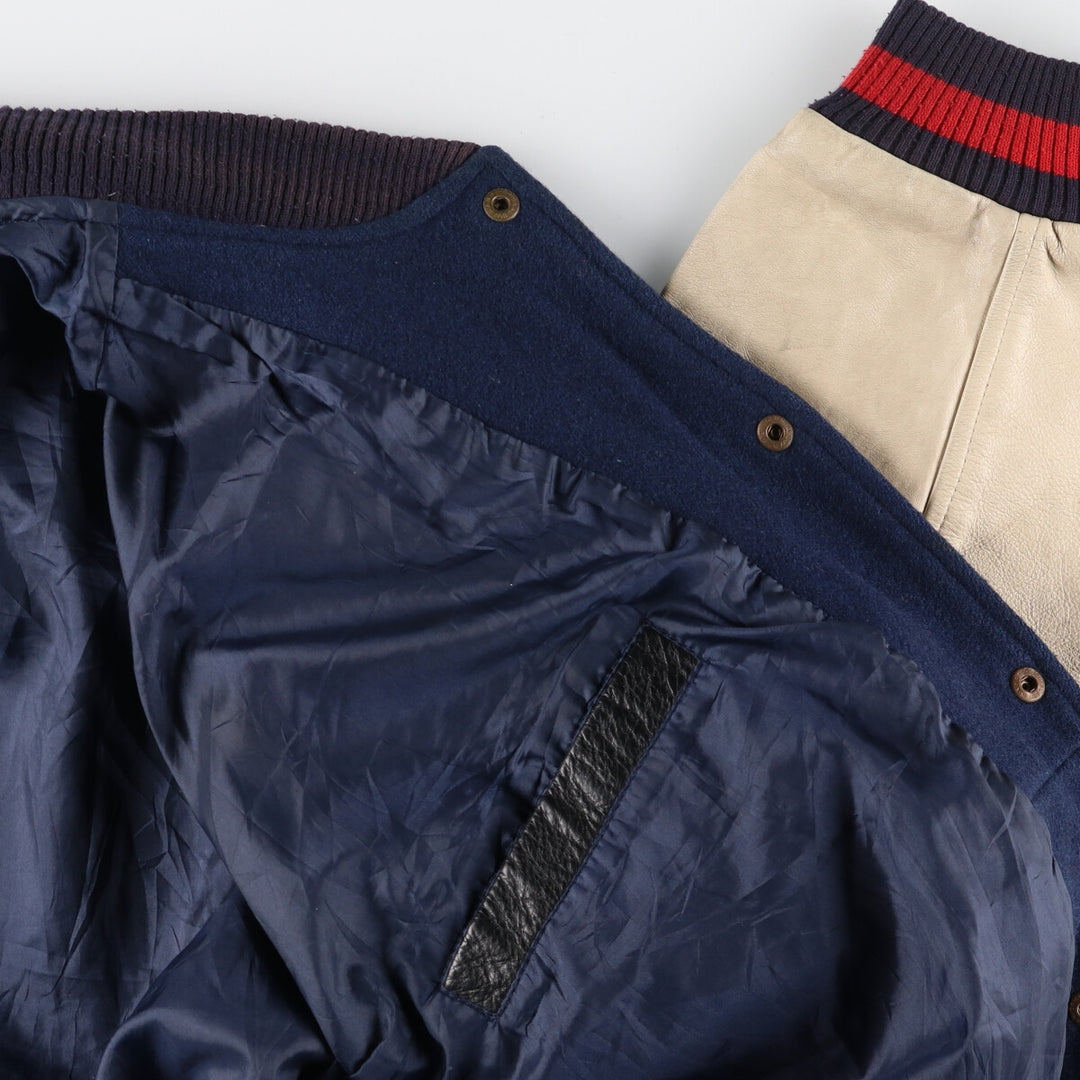 Big size 90s~ Bishop leather sleeve wool varsity jacket, made in Canada, men's XXXL, vintage /evb004257