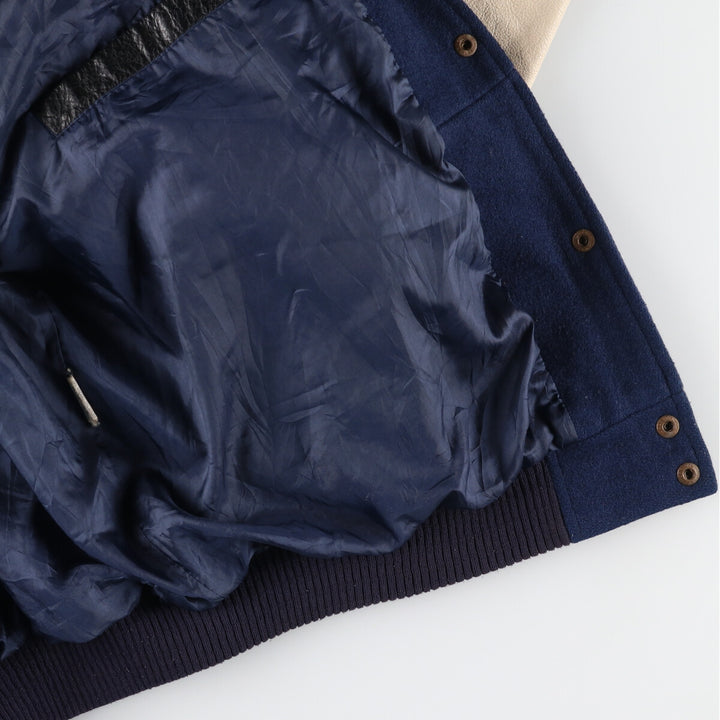 Big size 90s~ Bishop leather sleeve wool varsity jacket, made in Canada, men's XXXL, vintage /evb004257