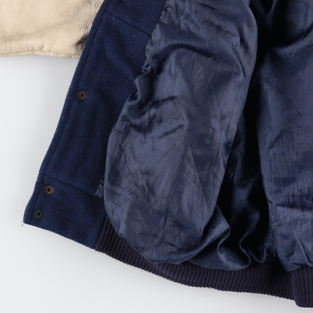 Big size 90s~ Bishop leather sleeve wool varsity jacket, made in Canada, men's XXXL, vintage /evb004257