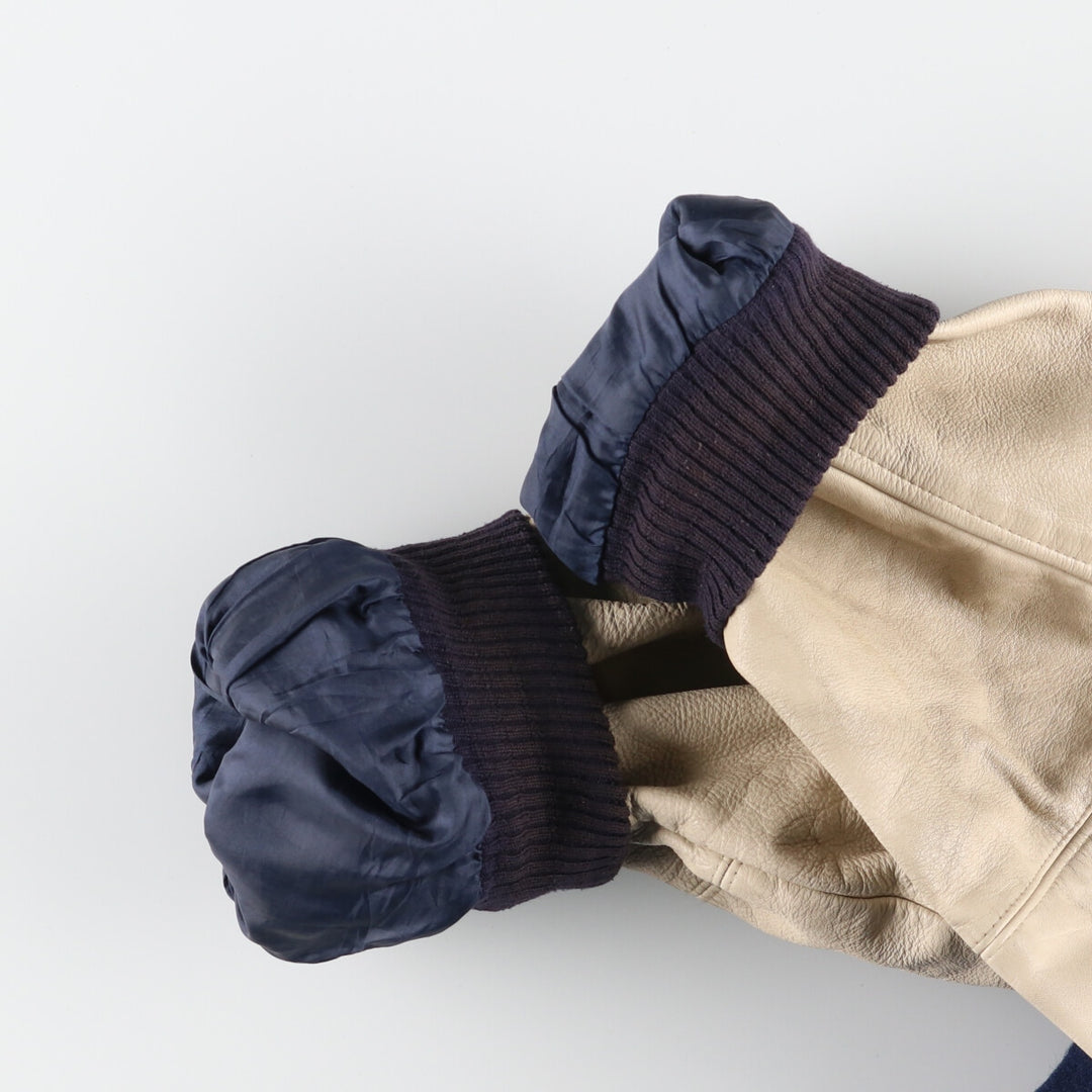 Big size 90s~ Bishop leather sleeve wool varsity jacket, made in Canada, men's XXXL, vintage /evb004257