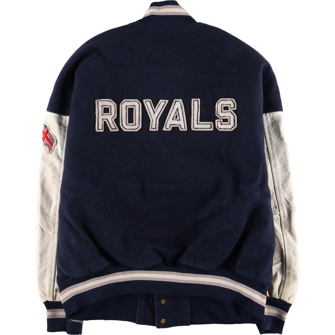 90s~ SHAIN Leather Sleeve Wool Varsity Jacket Award Jacket Varsity Jacket Made in Canada Men's XL Vintage /evb004259