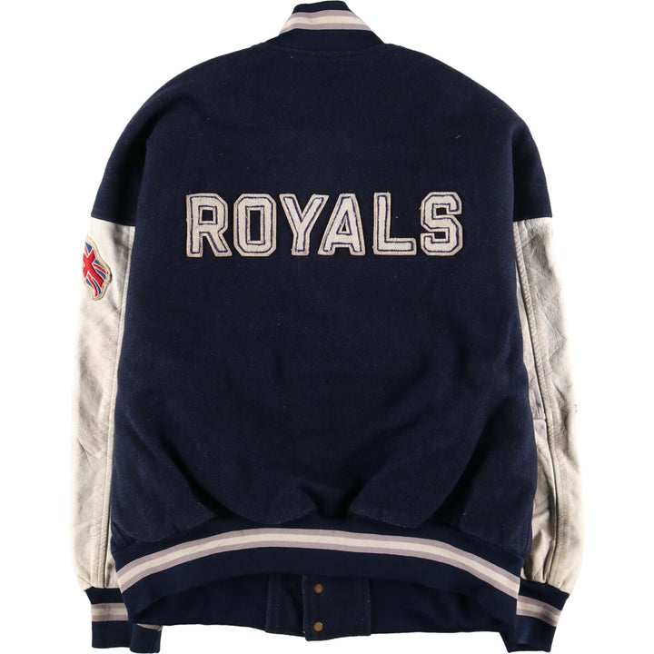 90s~ SHAIN Leather Sleeve Wool Varsity Jacket Award Jacket Varsity Jacket Made in Canada Men's XL Vintage /evb004259