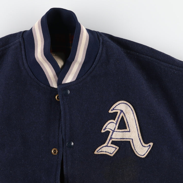 90s~ SHAIN Leather Sleeve Wool Varsity Jacket Award Jacket Varsity Jacket Made in Canada Men's XL Vintage /evb004259