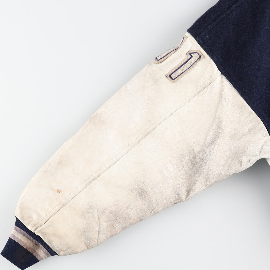 90s~ SHAIN Leather Sleeve Wool Varsity Jacket Award Jacket Varsity Jacket Made in Canada Men's XL Vintage /evb004259