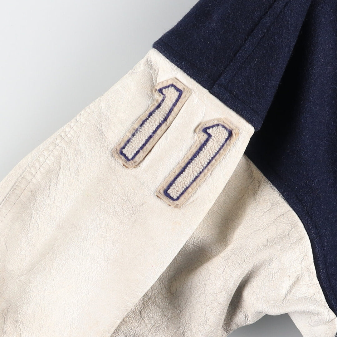 90s~ SHAIN Leather Sleeve Wool Varsity Jacket Award Jacket Varsity Jacket Made in Canada Men's XL Vintage /evb004259