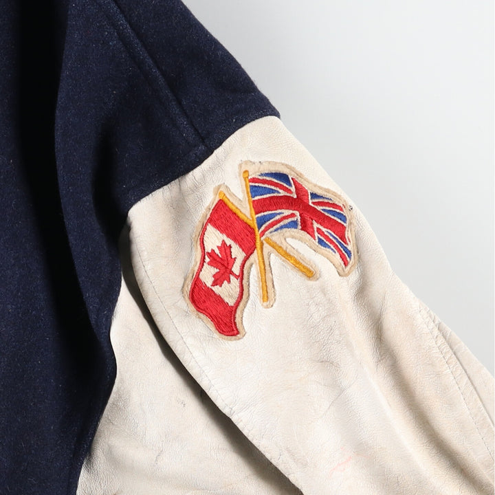 90s~ SHAIN Leather Sleeve Wool Varsity Jacket Award Jacket Varsity Jacket Made in Canada Men's XL Vintage /evb004259