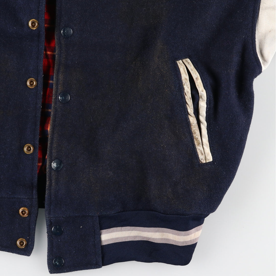 90s~ SHAIN Leather Sleeve Wool Varsity Jacket Award Jacket Varsity Jacket Made in Canada Men's XL Vintage /evb004259