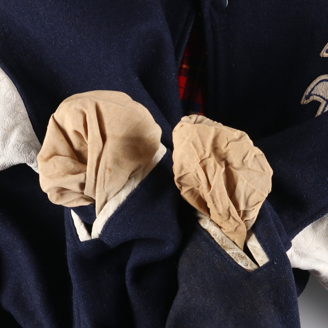 90s~ SHAIN Leather Sleeve Wool Varsity Jacket Award Jacket Varsity Jacket Made in Canada Men's XL Vintage /evb004259