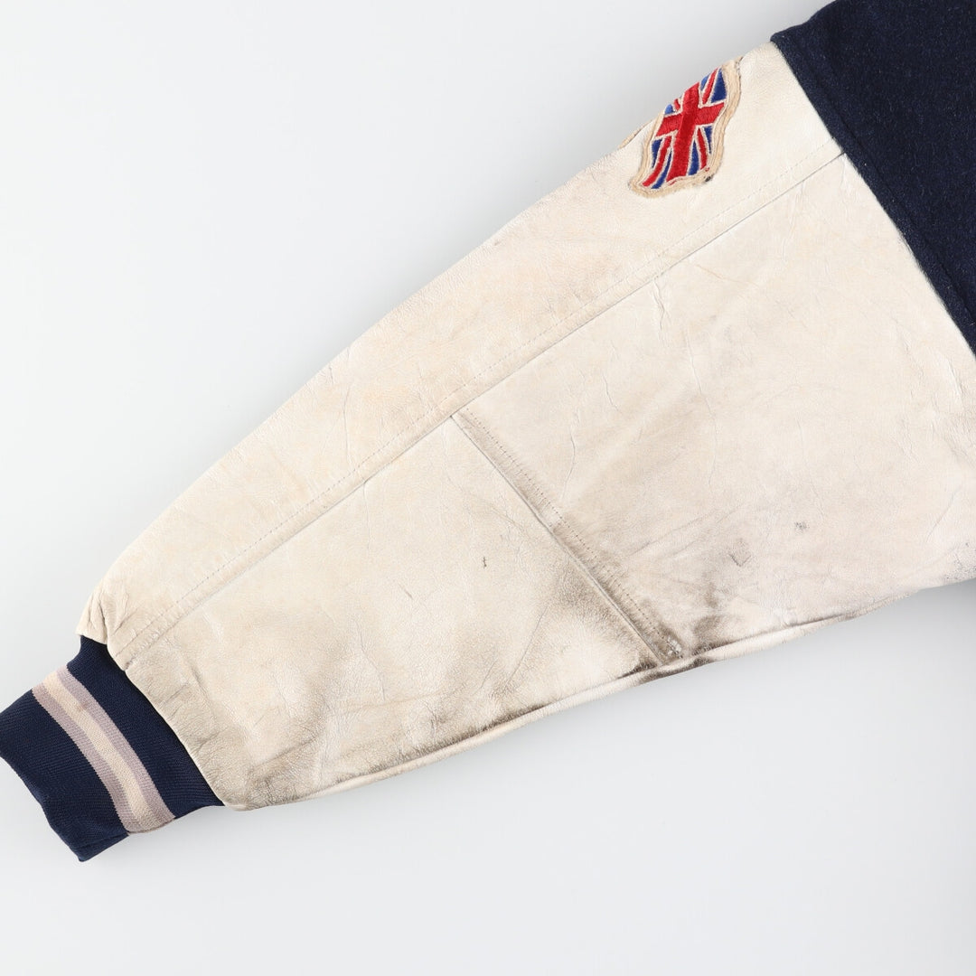 90s~ SHAIN Leather Sleeve Wool Varsity Jacket Award Jacket Varsity Jacket Made in Canada Men's XL Vintage /evb004259