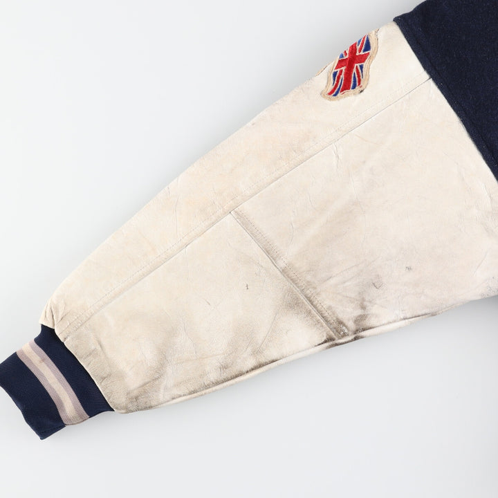 90s~ SHAIN Leather Sleeve Wool Varsity Jacket Award Jacket Varsity Jacket Made in Canada Men's XL Vintage /evb004259