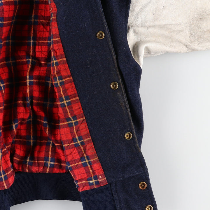 90s~ SHAIN Leather Sleeve Wool Varsity Jacket Award Jacket Varsity Jacket Made in Canada Men's XL Vintage /evb004259