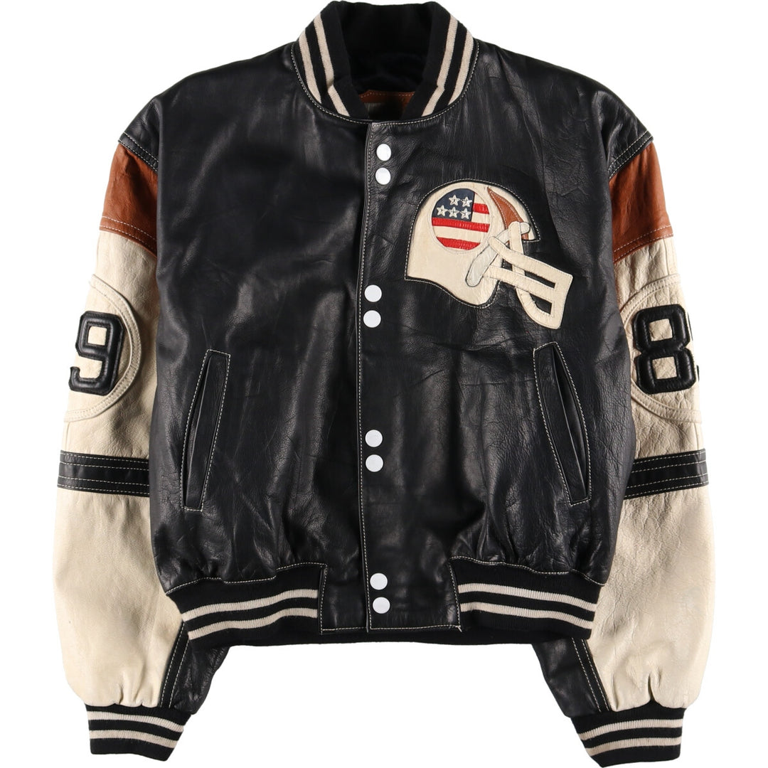 TOUT TERRAIN All Leather Varsity Jacket Made in Spain Men's XL /evb004263