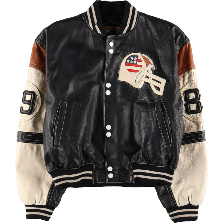 TOUT TERRAIN All Leather Varsity Jacket Made in Spain Men's XL /evb004263