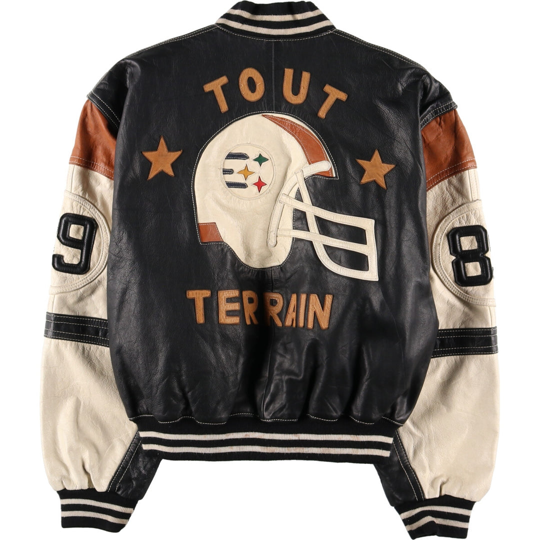 TOUT TERRAIN All Leather Varsity Jacket Made in Spain Men's XL /evb004263