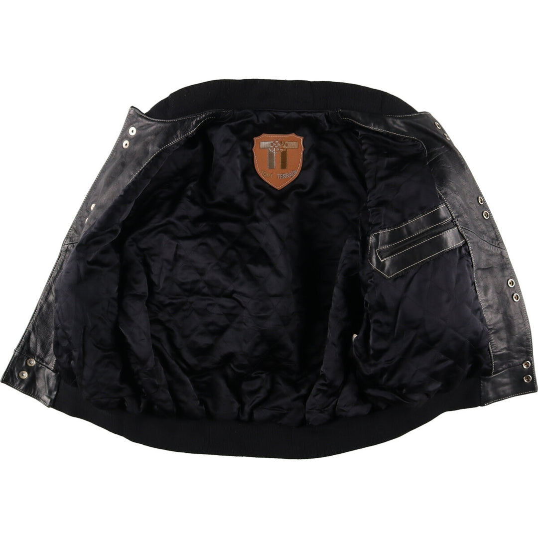 TOUT TERRAIN All Leather Varsity Jacket Made in Spain Men's XL /evb004263