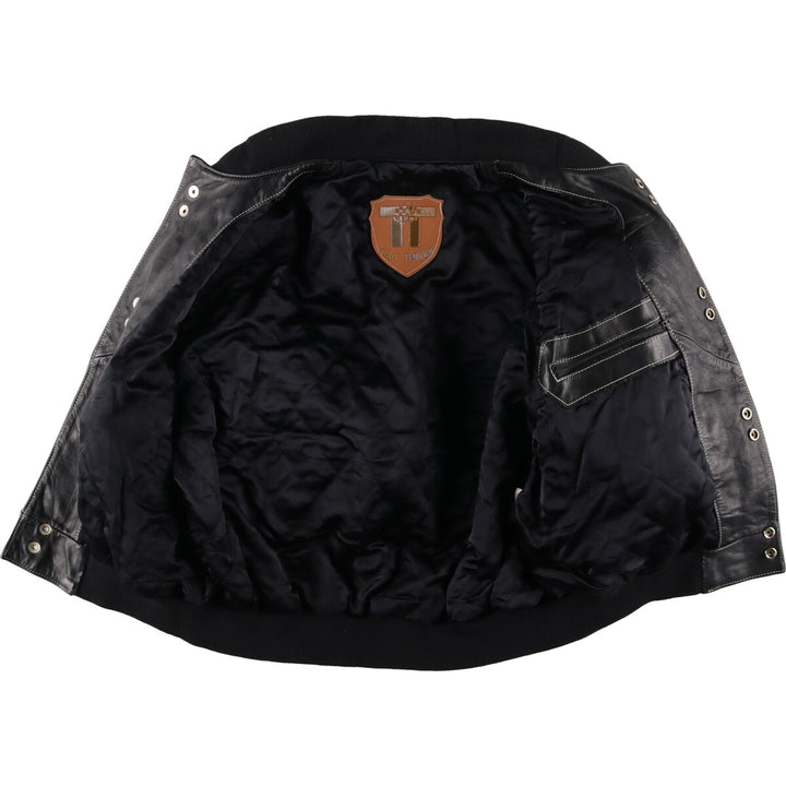 TOUT TERRAIN All Leather Varsity Jacket Made in Spain Men's XL /evb004263