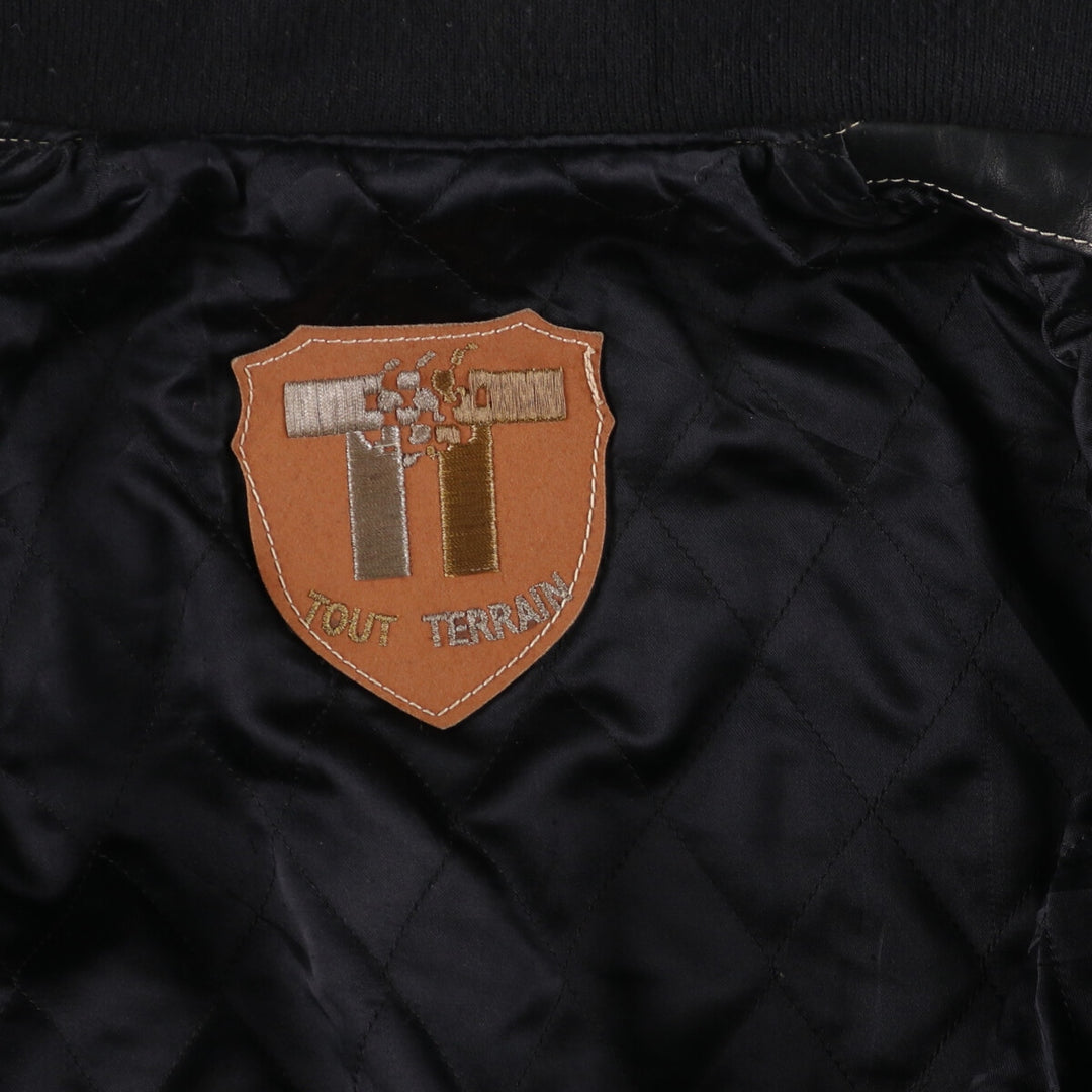TOUT TERRAIN All Leather Varsity Jacket Made in Spain Men's XL /evb004263