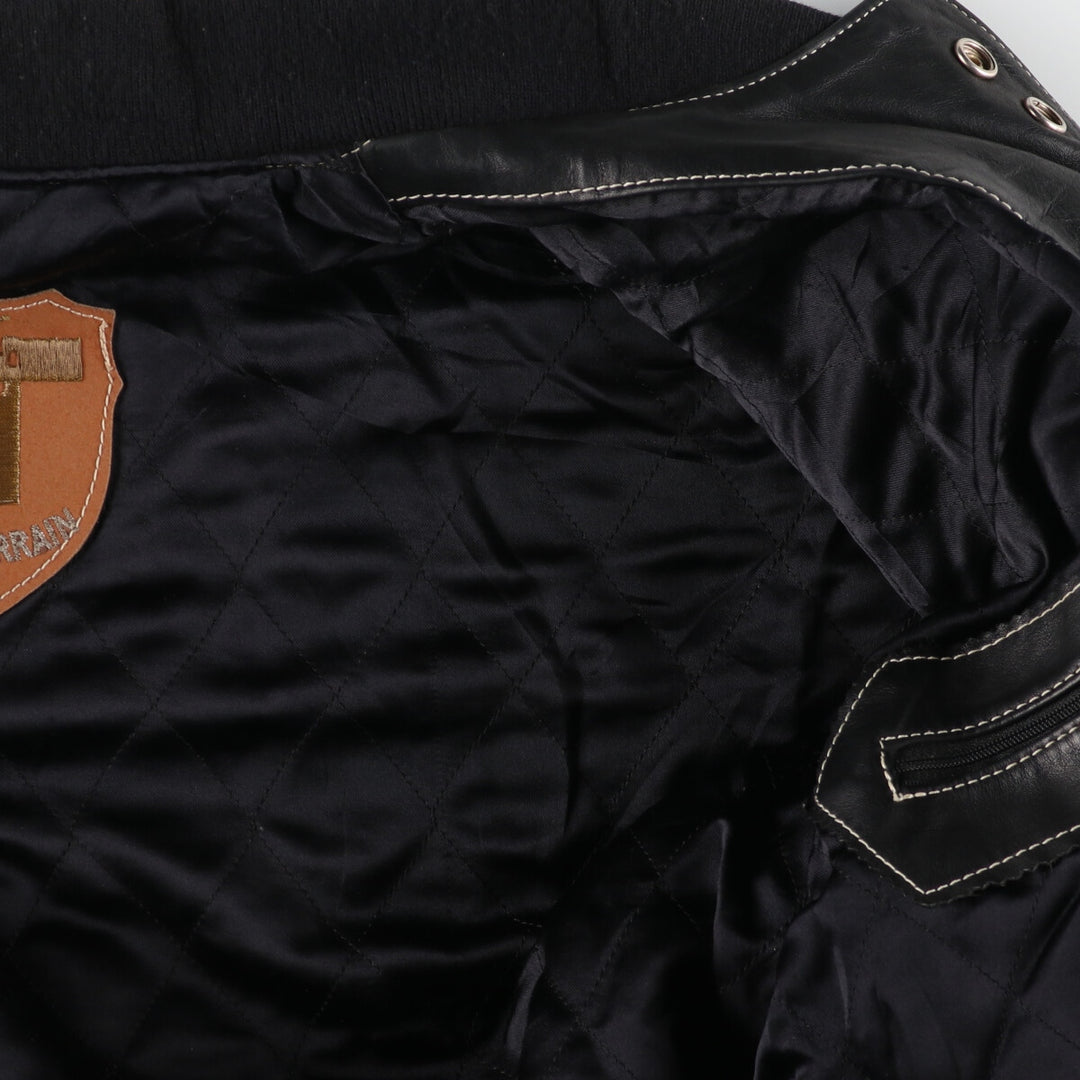 TOUT TERRAIN All Leather Varsity Jacket Made in Spain Men's XL /evb004263