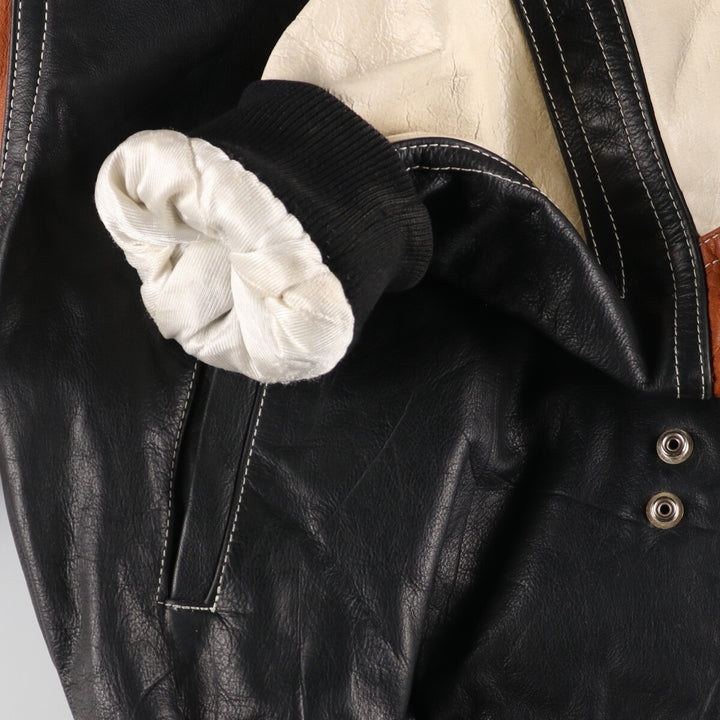 TOUT TERRAIN All Leather Varsity Jacket Made in Spain Men's XL /evb004263