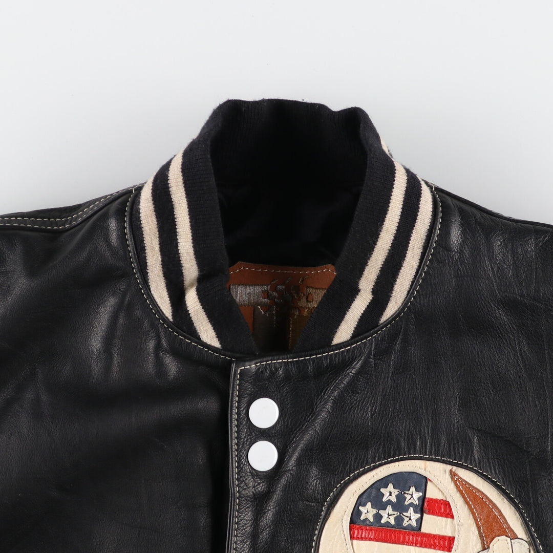 TOUT TERRAIN All Leather Varsity Jacket Made in Spain Men's XL /evb004263