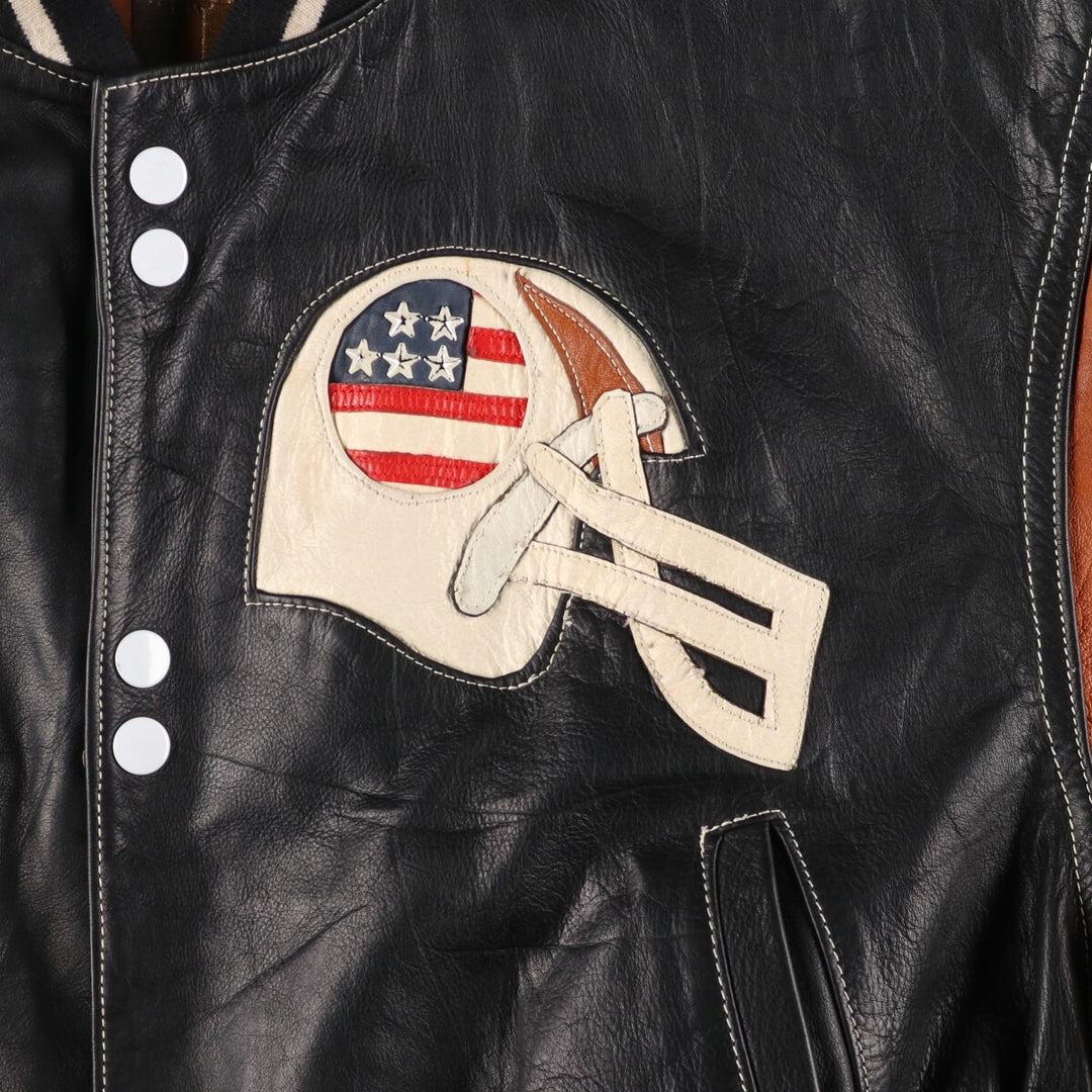 TOUT TERRAIN All Leather Varsity Jacket Made in Spain Men's XL /evb004263