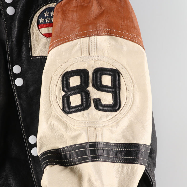 TOUT TERRAIN All Leather Varsity Jacket Made in Spain Men's XL /evb004263